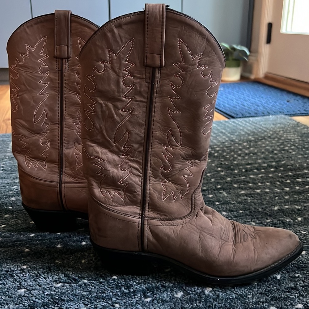 Women’s Calf Tan Leather Cowboy Boots Western Size 8.5